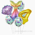 children birthday party mermaid number balloon set